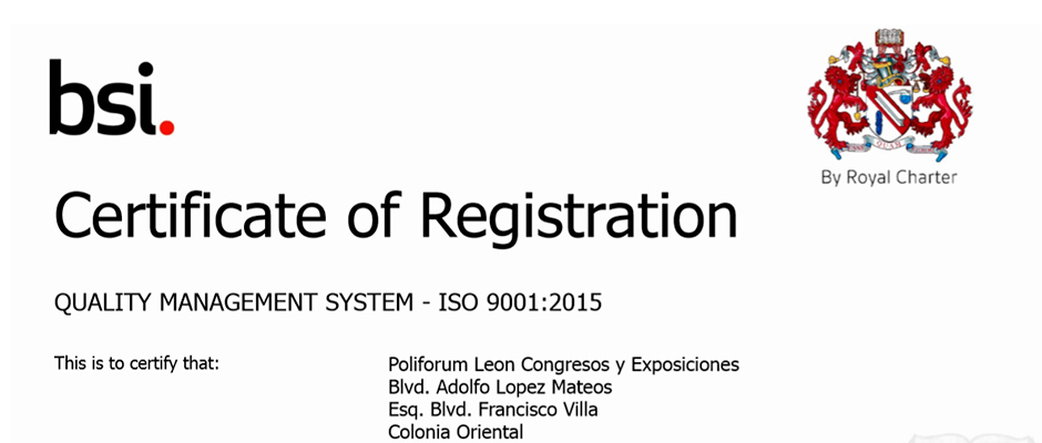 CERTIFICA ISO 9001 A POLIFORUM LEÓN